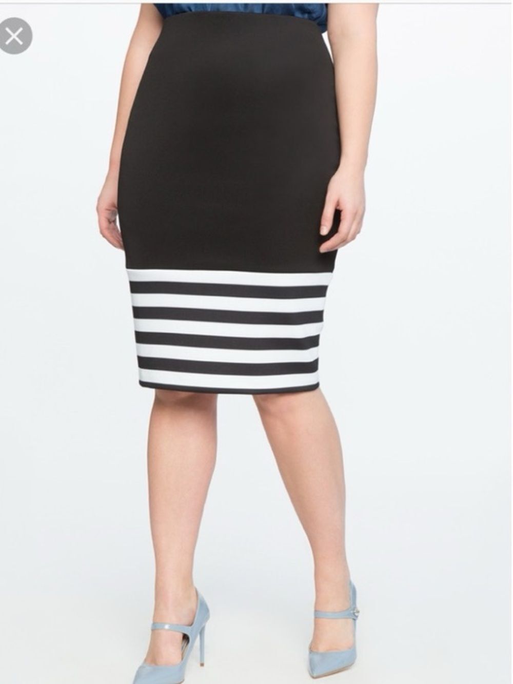 Eloquii Black and White Striped Pencil Skirt NWT 24